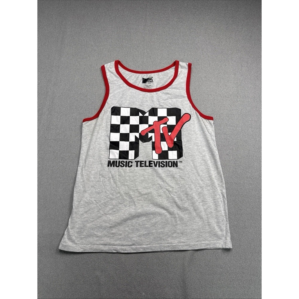 MTV Music Television Checkered Pattern Viacom Sleeveless Tank Top Size Large